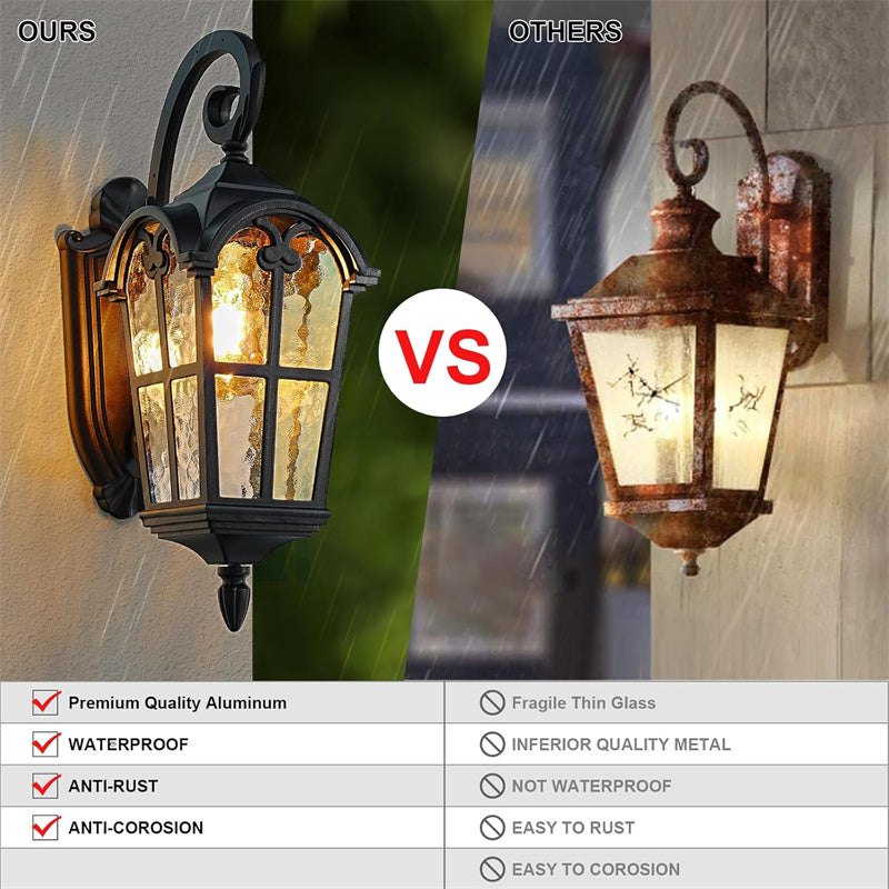 Norvo | Sollys Vanntett Utendørs Vegglampe | Vintage Design med Fjernkontroll for Veranda, Patio & Hagebruk