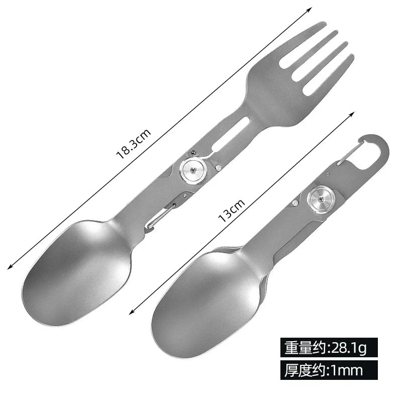 Norvo | Titan Camping Bestikksett - Sammenleggbar Skje, Gaffel, Spisepinner & Bolle for Reising