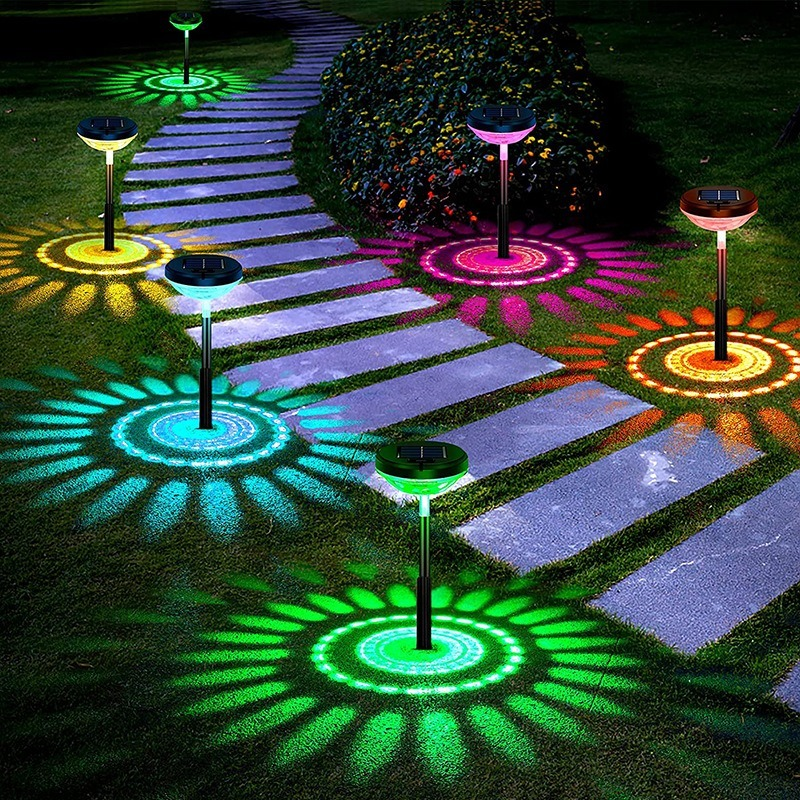 Norvo | Solhage Lampe med Fargeendring – LED Hagebelysning for Utendørs Bruk med Blomster Mønster