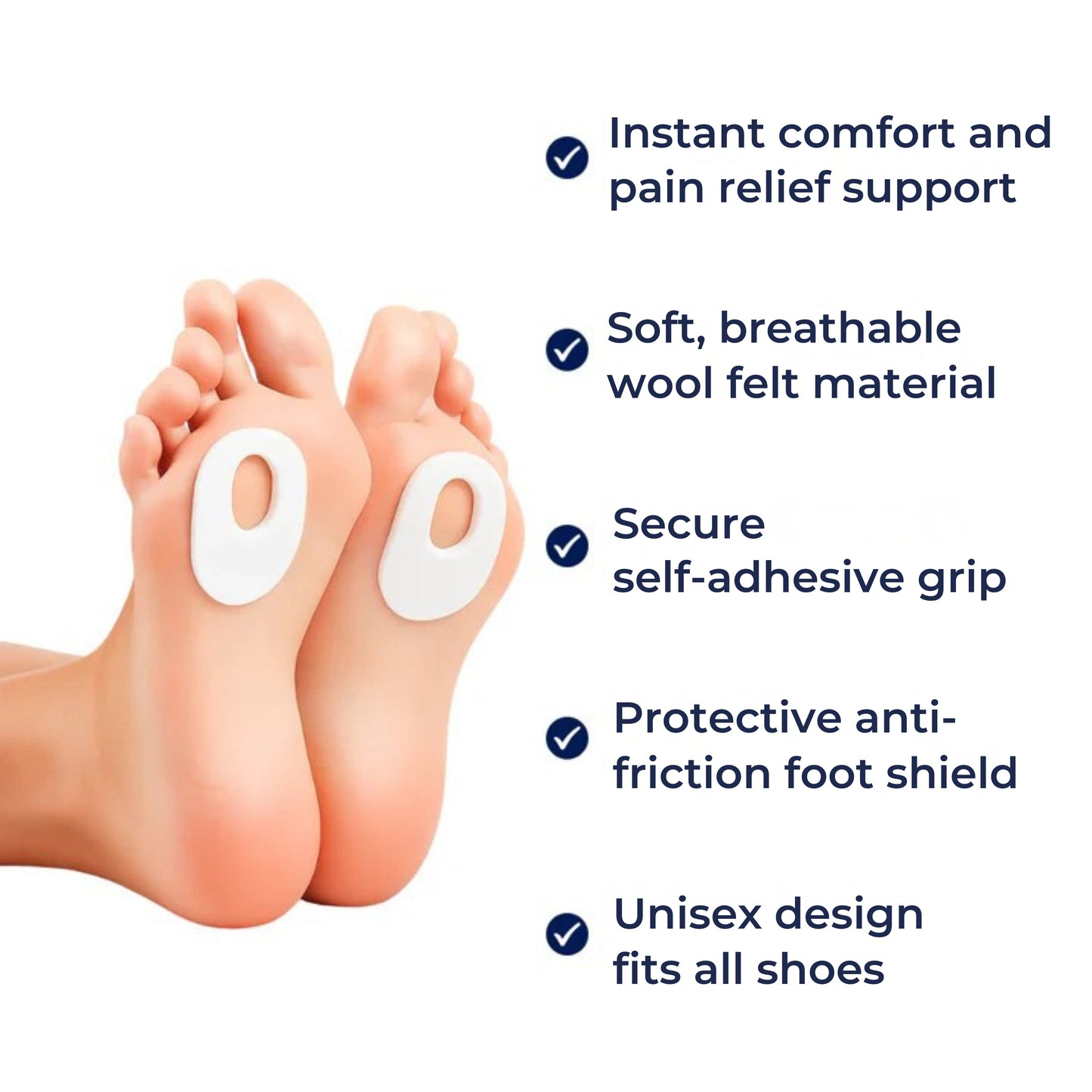 Trykkavlastende gelbarriere – Myk filt med klebendes design – Løsning for gnag og gåing for menn og kvinner Norvo