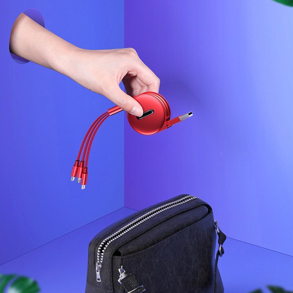 Norvo | 3-1 Uttrekkbar ladekabel for IOS, Micro og Type-c