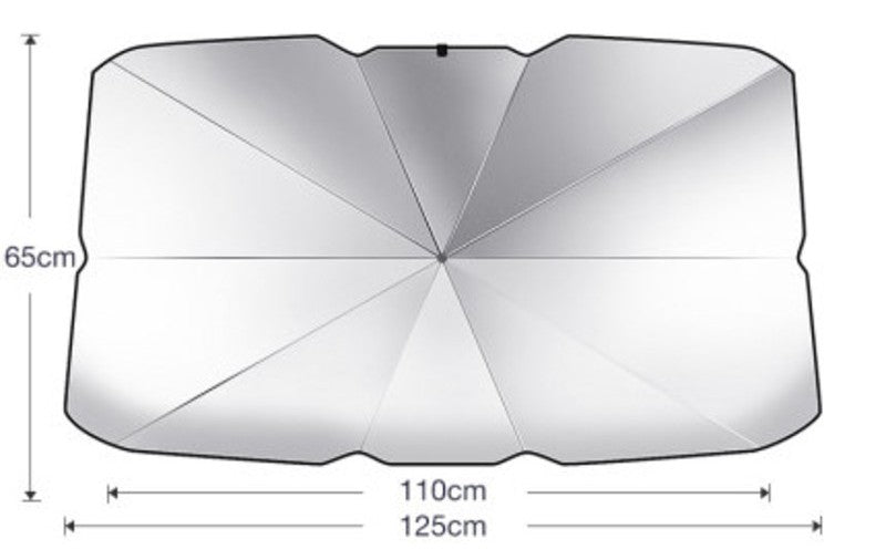 Norvo | Sammenleggbar bilvindu UV-beskyttelse solkrem varmeisolasjon paraply, med oppbevaringspose, egnet for de fleste kjøretøy