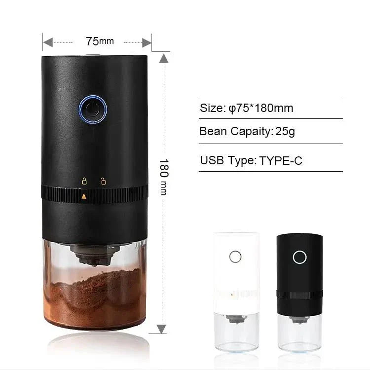 Norvo | Bærbar Elektrisk Kaffekvern med USB Type-C Lading & Keramisk Kvern
