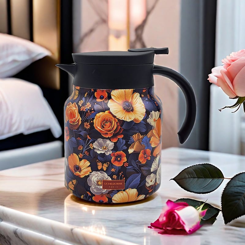 Norvo | Vintage Floral Pattern Te-kanne – Innebygd infusor