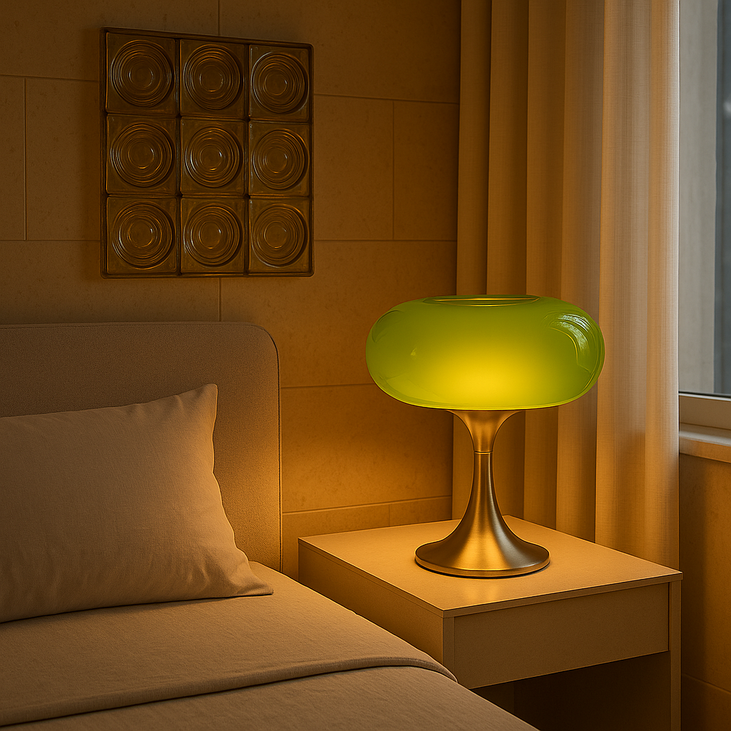 Norvo | RetroGlow Bordlampe – Bauhaus Stil Glass & Jern Lampe med Varmt Lys | E27 | 90–260V