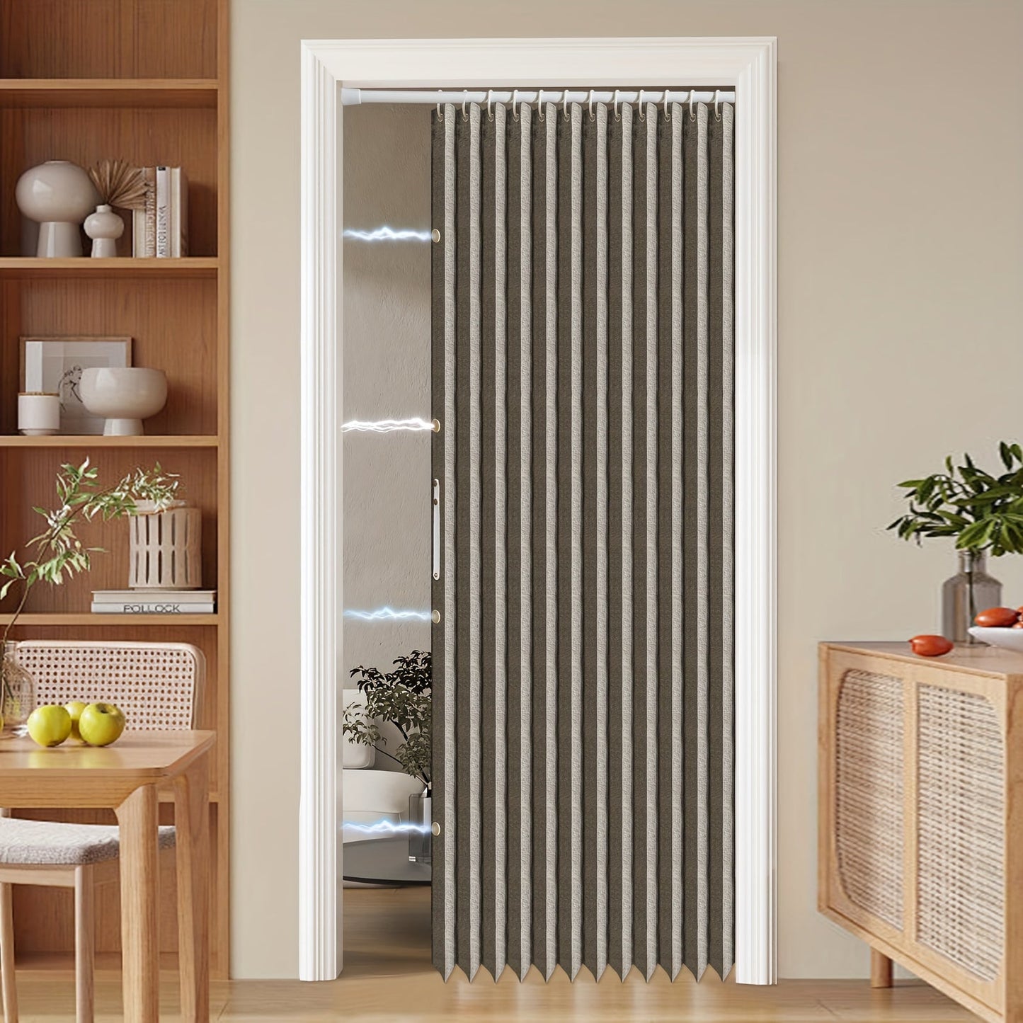 Norvo | Fargerik magnetisk faltegardin – Enkel innredning, plassbesparende romdeler for hjem og virksomhet – Livlig kunstnerisk design, maskinvaskbart polyester
