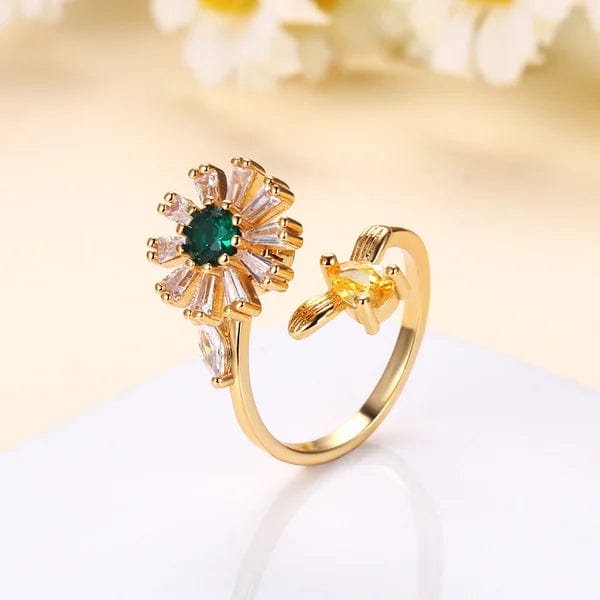 Norvo | Solblomst Ring Justerbar Roterende Solblomst Ring
