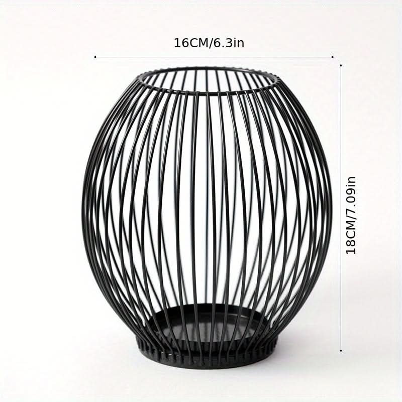 Norvo | Set with 3 vintage black metal lantern candelabras