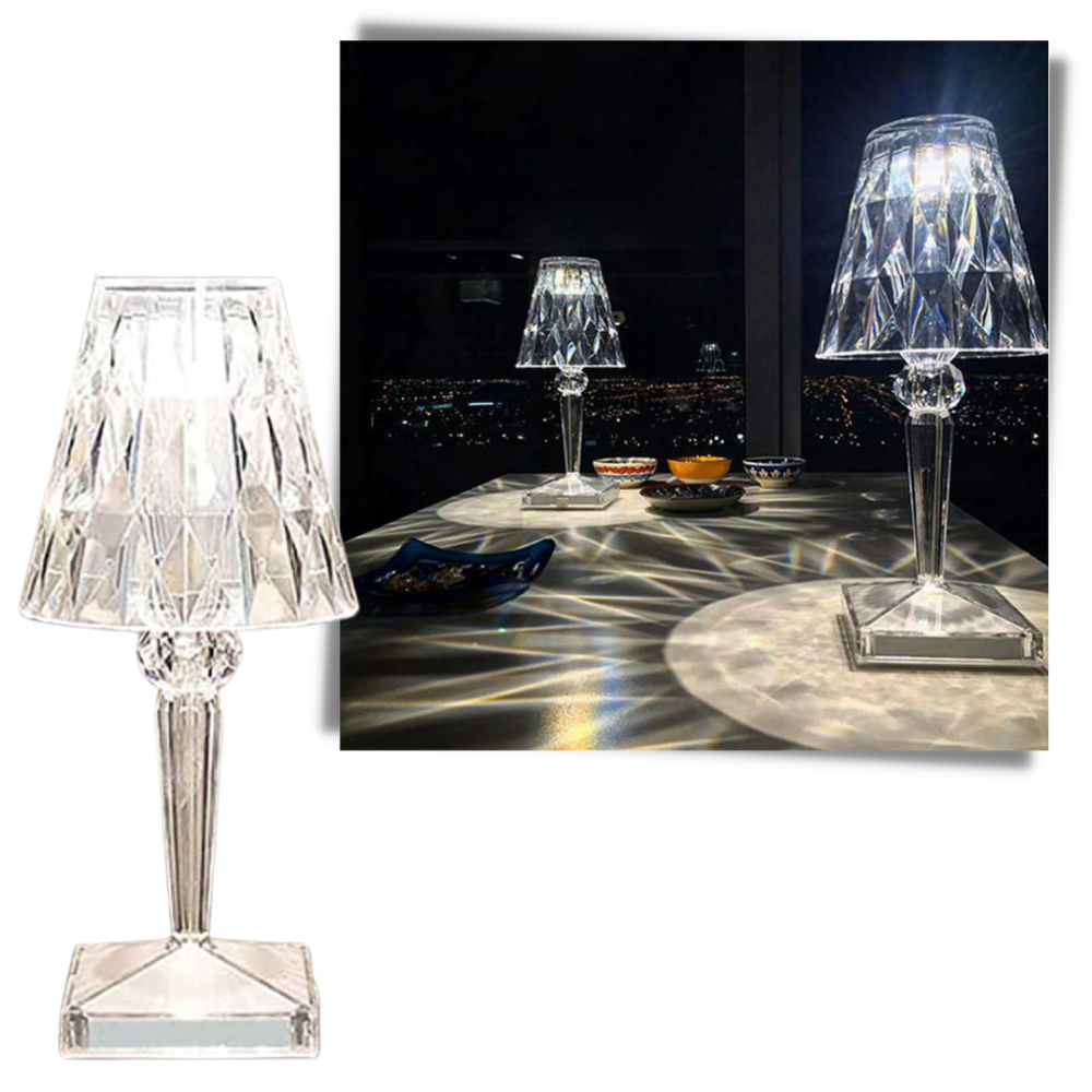 Skrivebordslampe i akrylkrystall