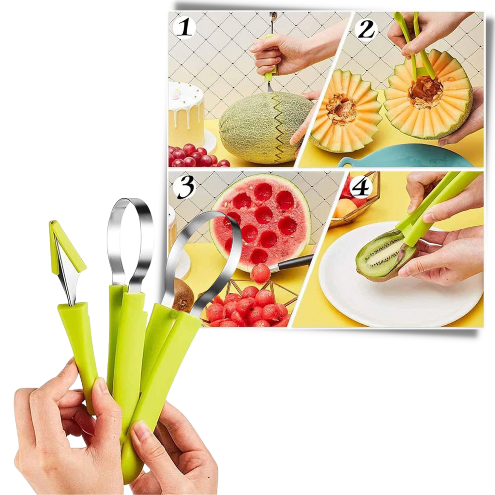 Verktøysett for kutting og skjæring av frukt