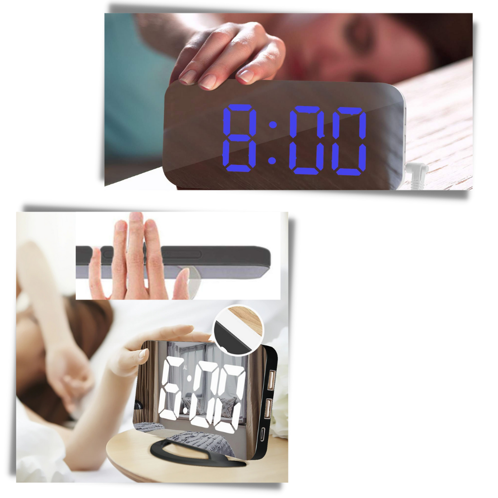Multifunksjonelt digitalt klokkespeil