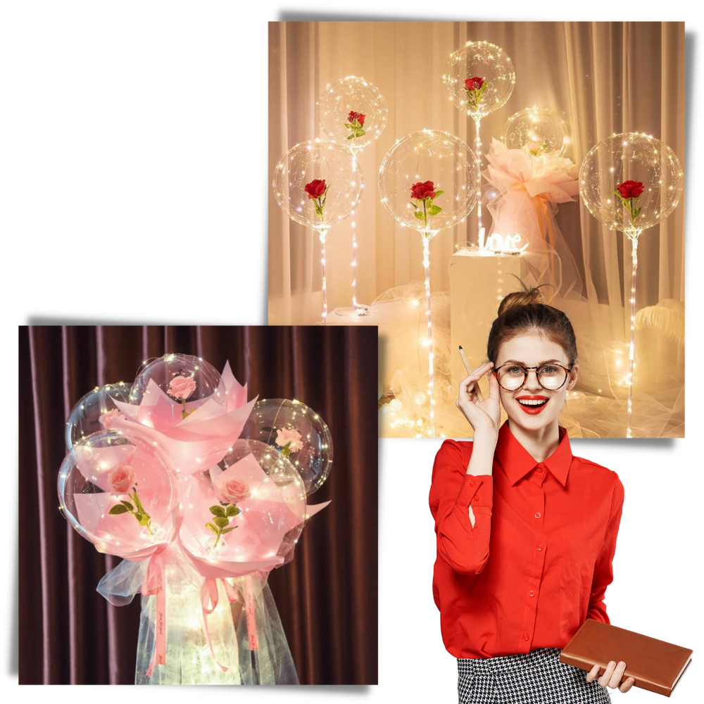 Vakker Rose LED-ballong