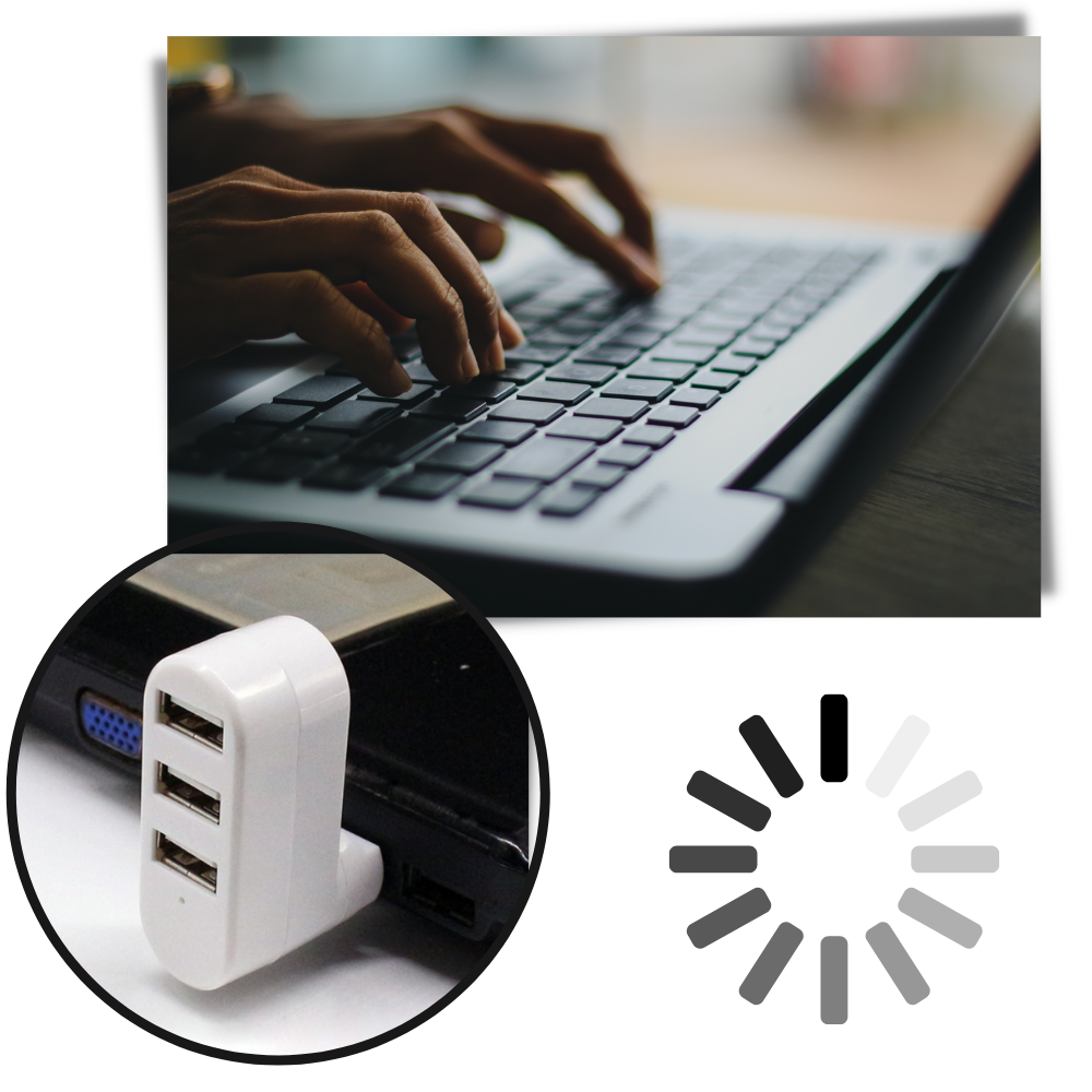 Roterende USB-adapter med flere porter