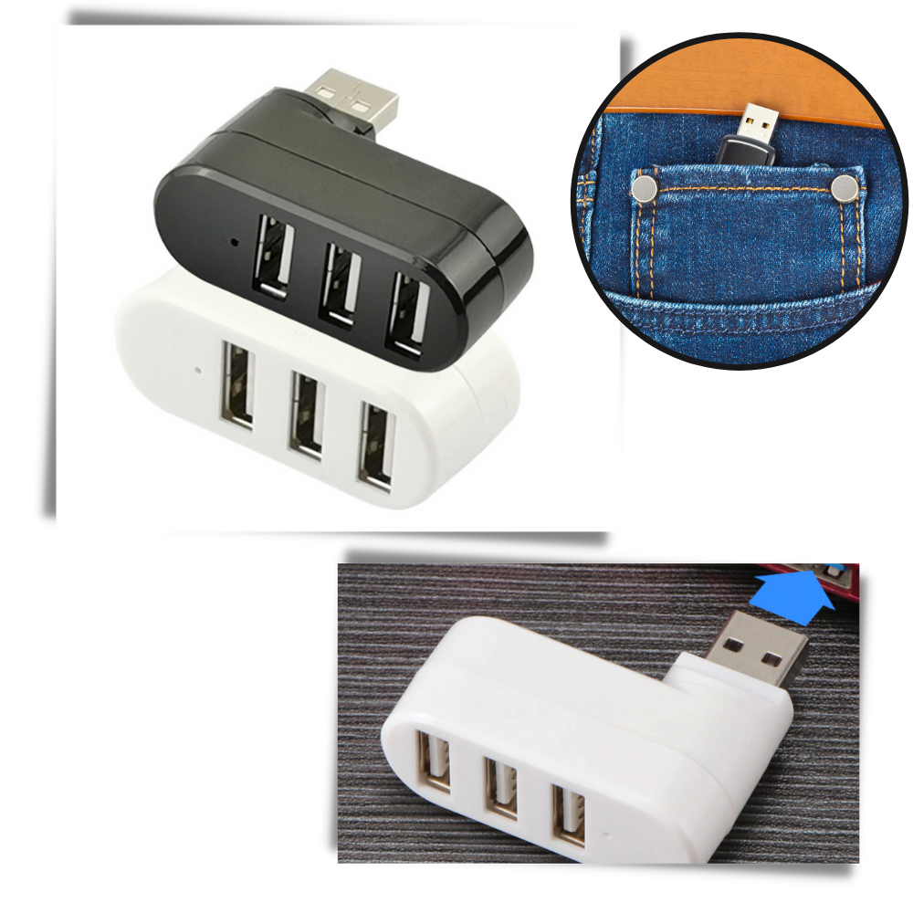 Roterende USB-adapter med flere porter