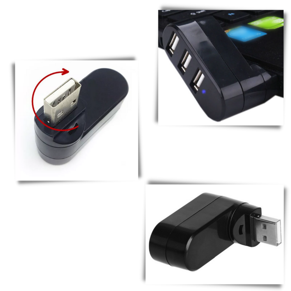 Roterende USB-adapter med flere porter