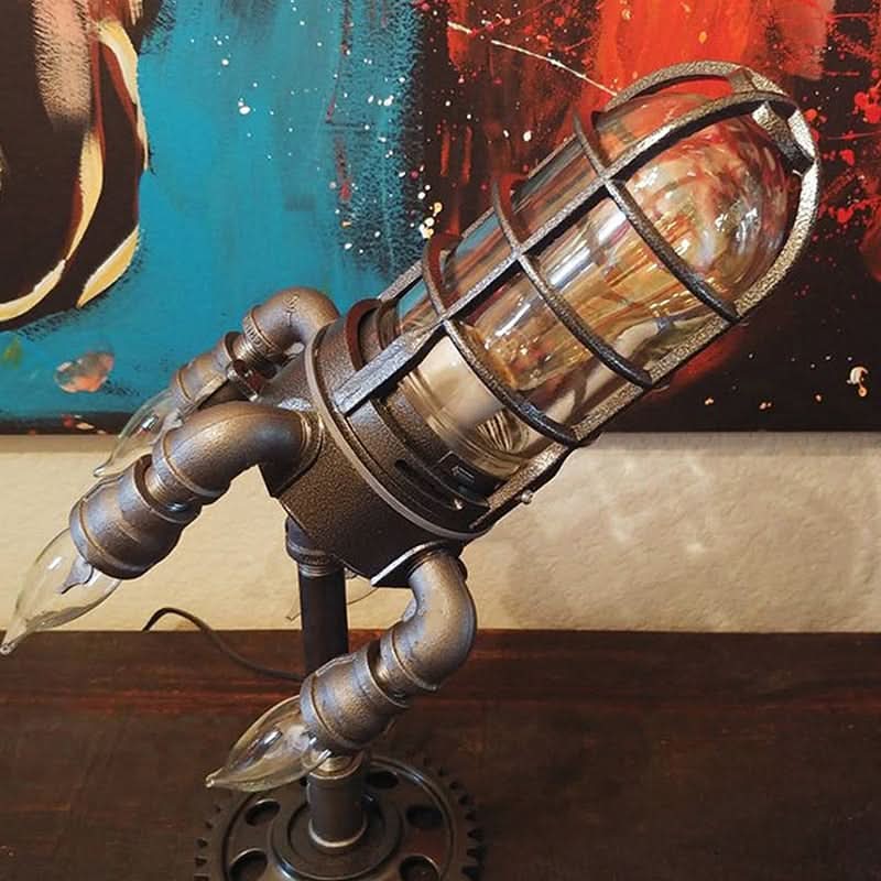 Norvo | Steampunk Rakett Bordlampe med Flamme Lys