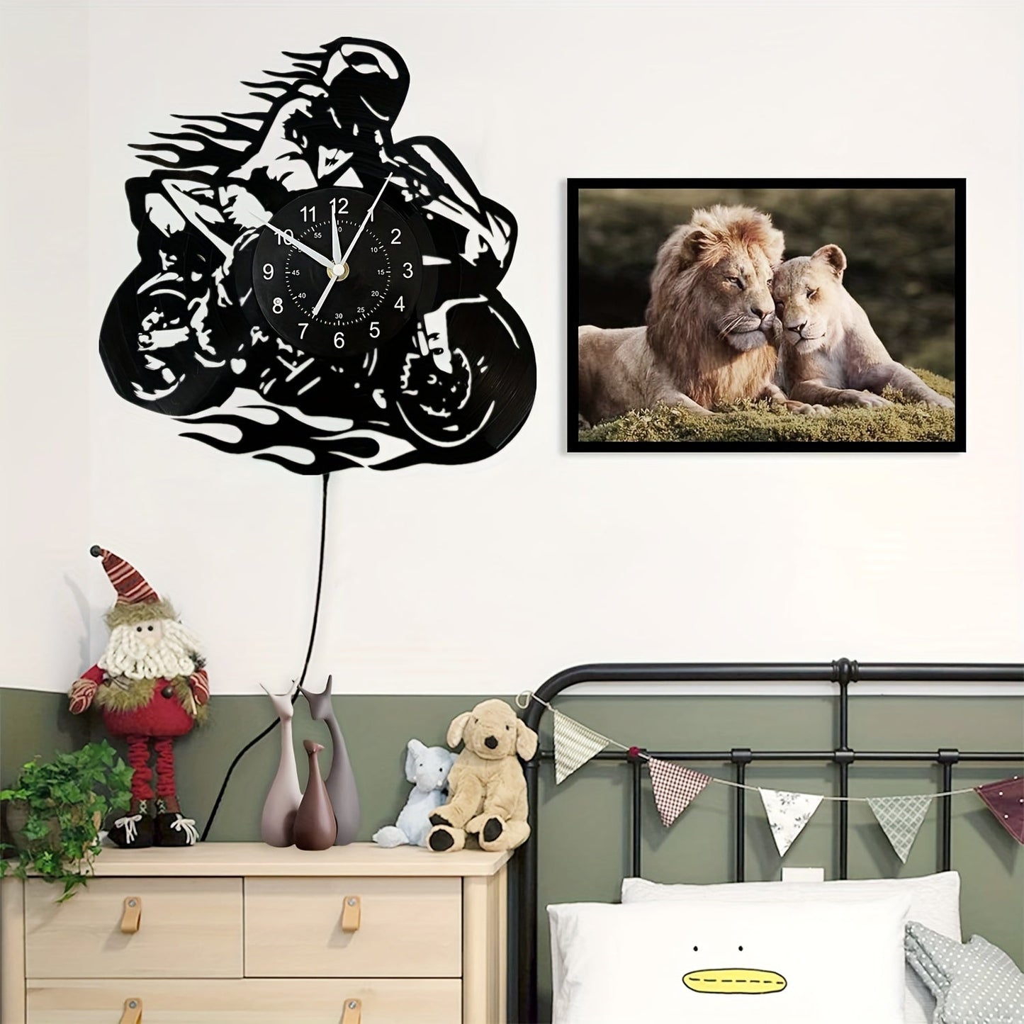 Garduruen vinylveggklokke - Motortema, stil, for stue- og kontorinnredning