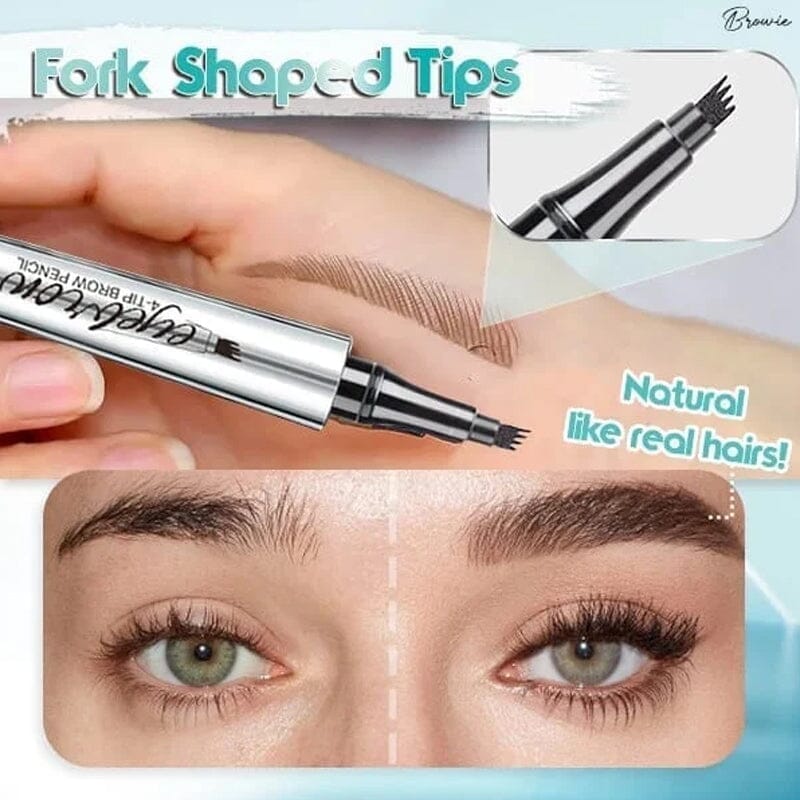 Norvo | Vanntett 3D Microblading Øyenbrynspenne med 4 Gaffeltips