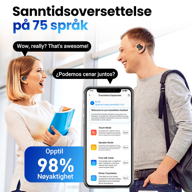 Norvo | Smarte Trådløse Bluetooth Oversettelses Ørepropper