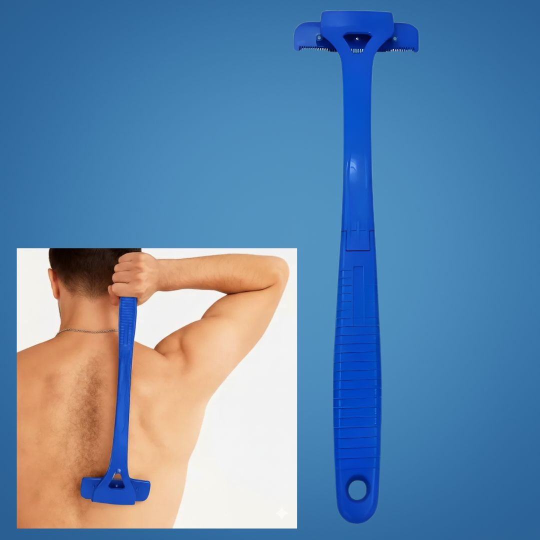 Ekstra-lang håndtak rekkevidde – Skarpe rustfrie blader – Jevn smertefri barbering – Uanstrengt DIY grooming for menn Norvo