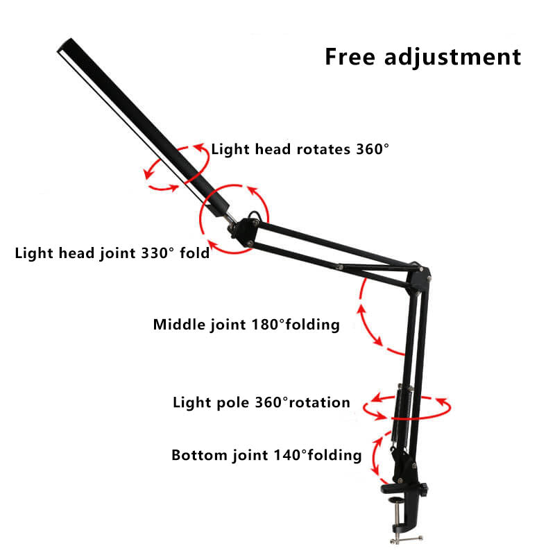Norvo | LED Foldbar Lang Arm Klips Øyevern USB Leselampe