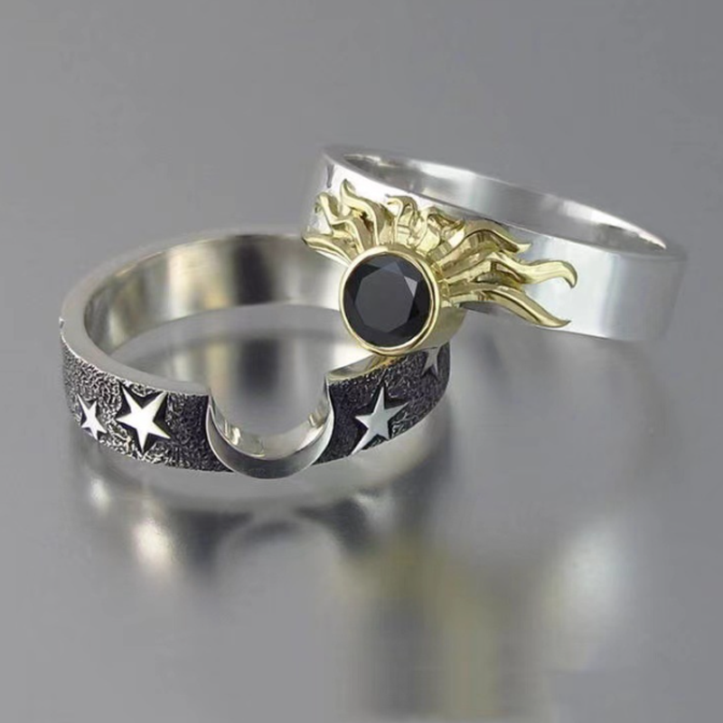 Norvo | Vintage Stjerne Måne Sol Ring Sett