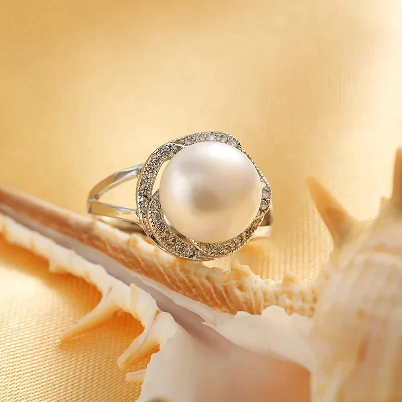 Norvo | Stor Perle Ring | Ringen Er Størrelsesjusterbar!