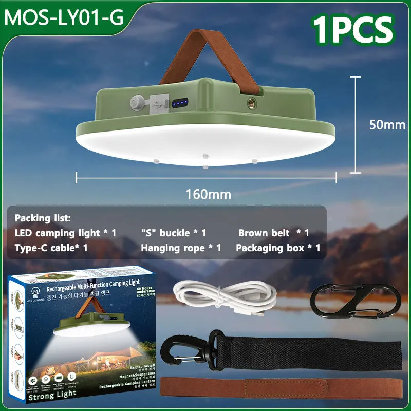 Norvo | 80W LED Sol-Oppladbar Campinglampe med Magnet og Zoomfunksjon
