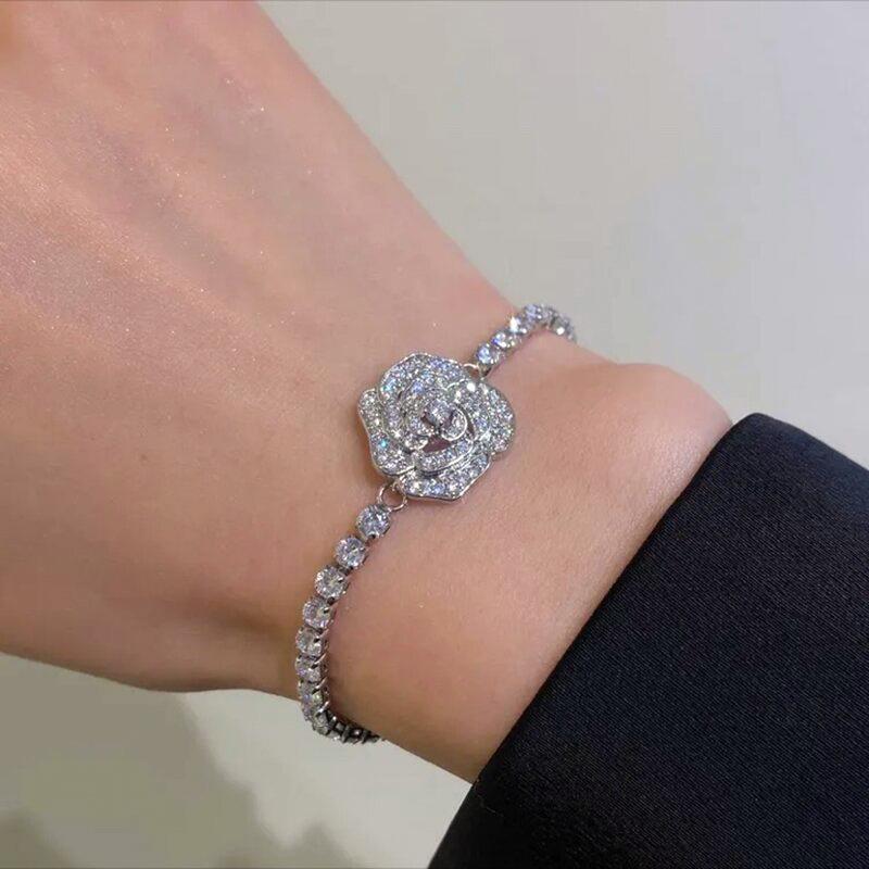 Norvo | Rose Rhinestone Armbånd og Halskjede