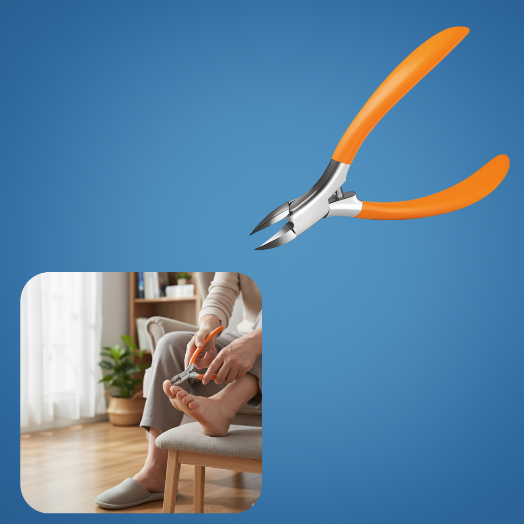 Presisjon for tykke og inngrodde negler – Rustfritt stål med buet blad + magnetisk deksel – Trygg pleiebolle