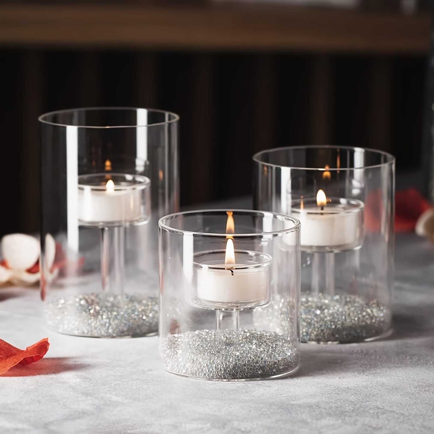 Norvo | PureLight - Trio av transparente lysestaker for elegante bord