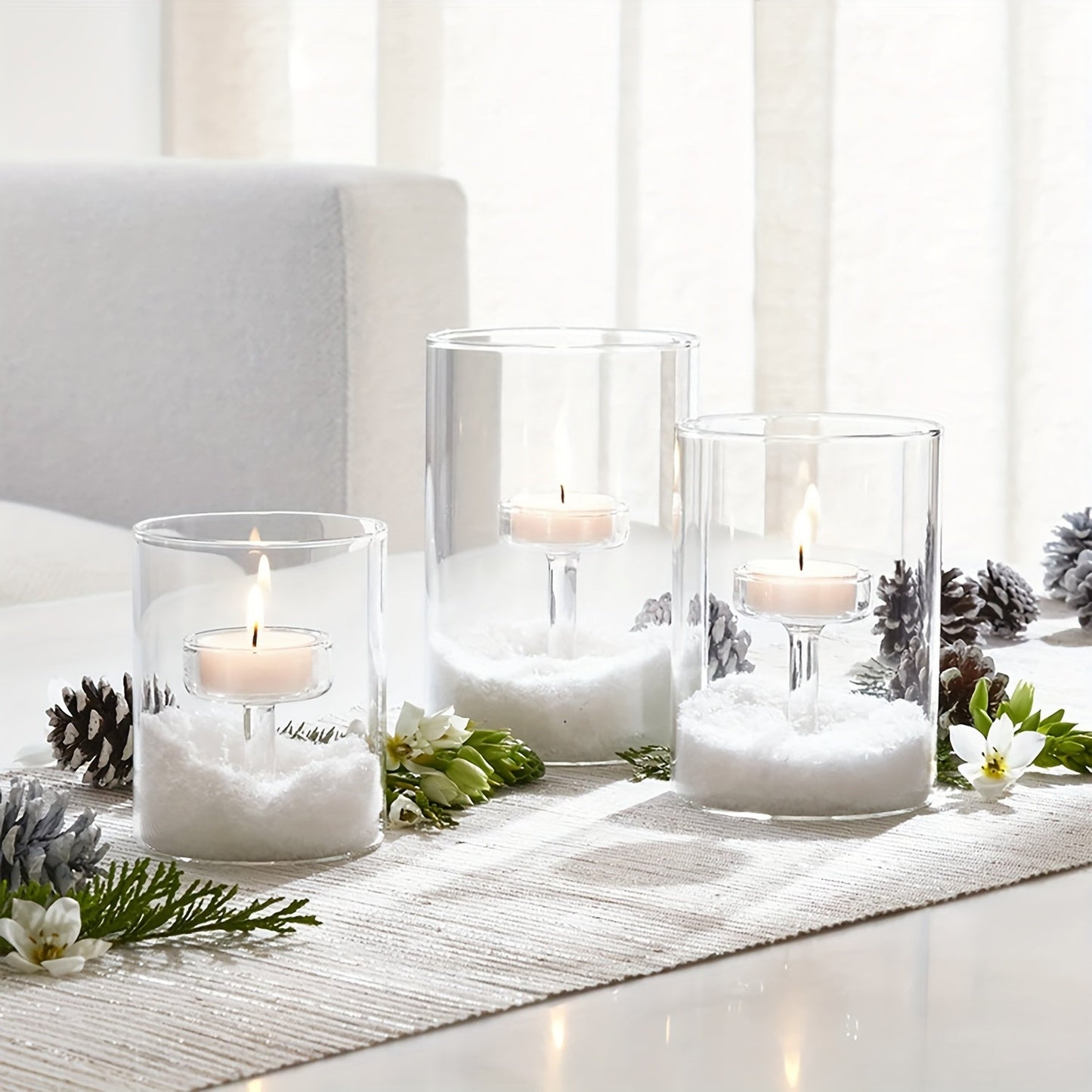 Norvo | PureLight - Trio av transparente lysestaker for elegante bord