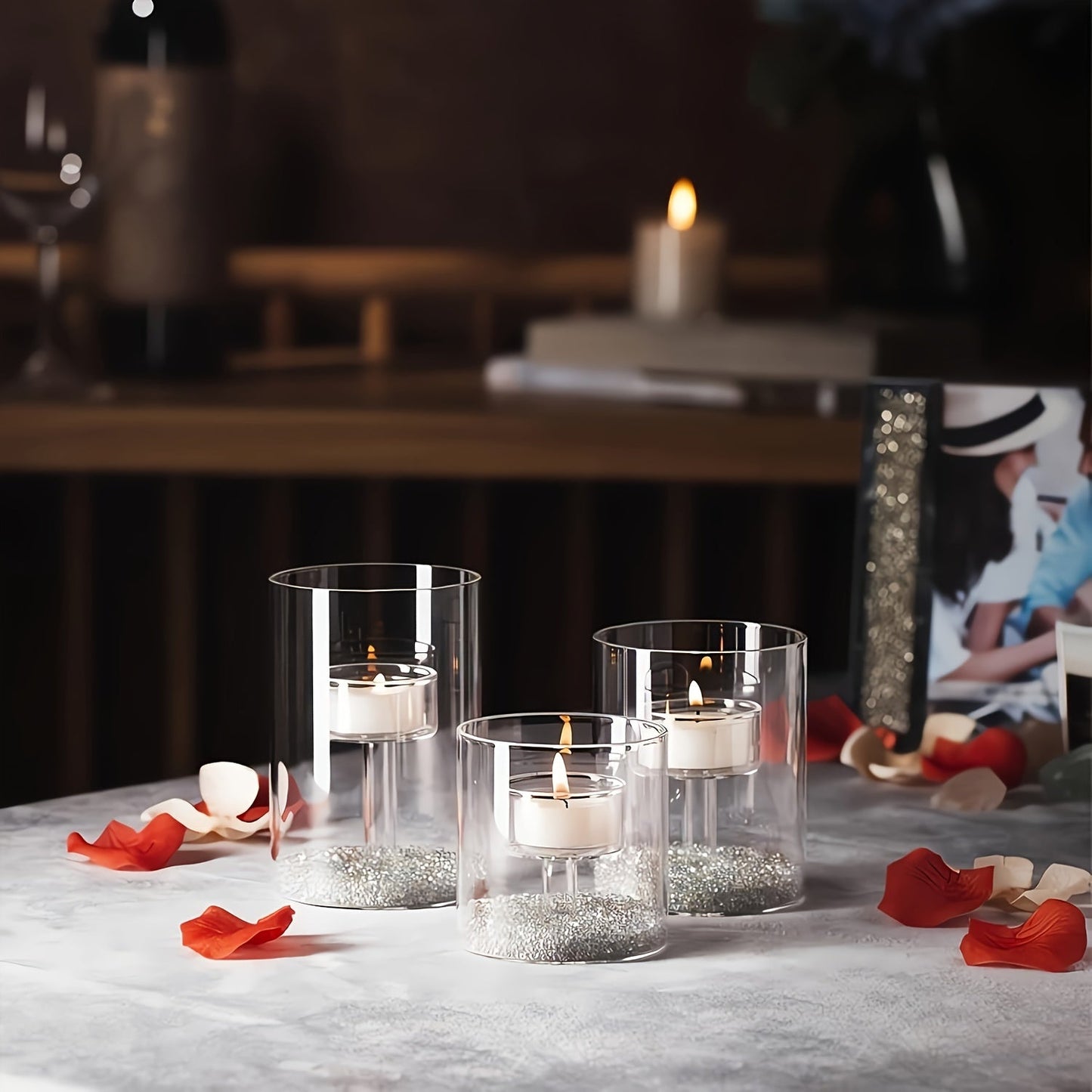 Norvo | PureLight - Trio av transparente lysestaker for elegante bord