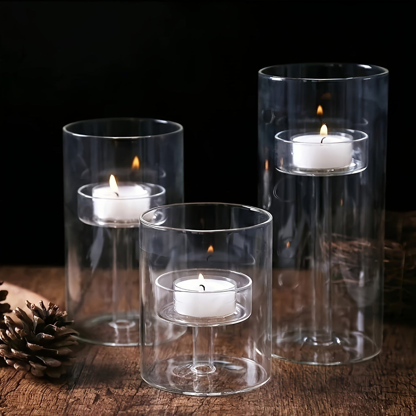 Norvo | PureLight - Trio av transparente lysestaker for elegante bord