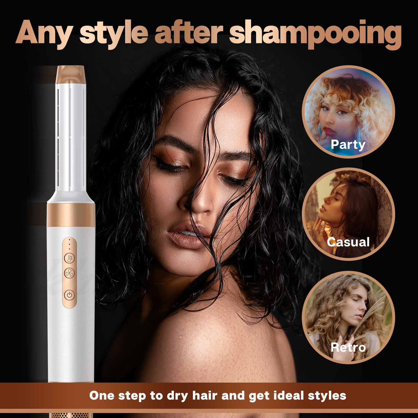 Norvo | 7-i-1 Airwrap Hår Styler | Multifunksjonelt Styling Verktøy for Krøller, Bølger & Rette hår