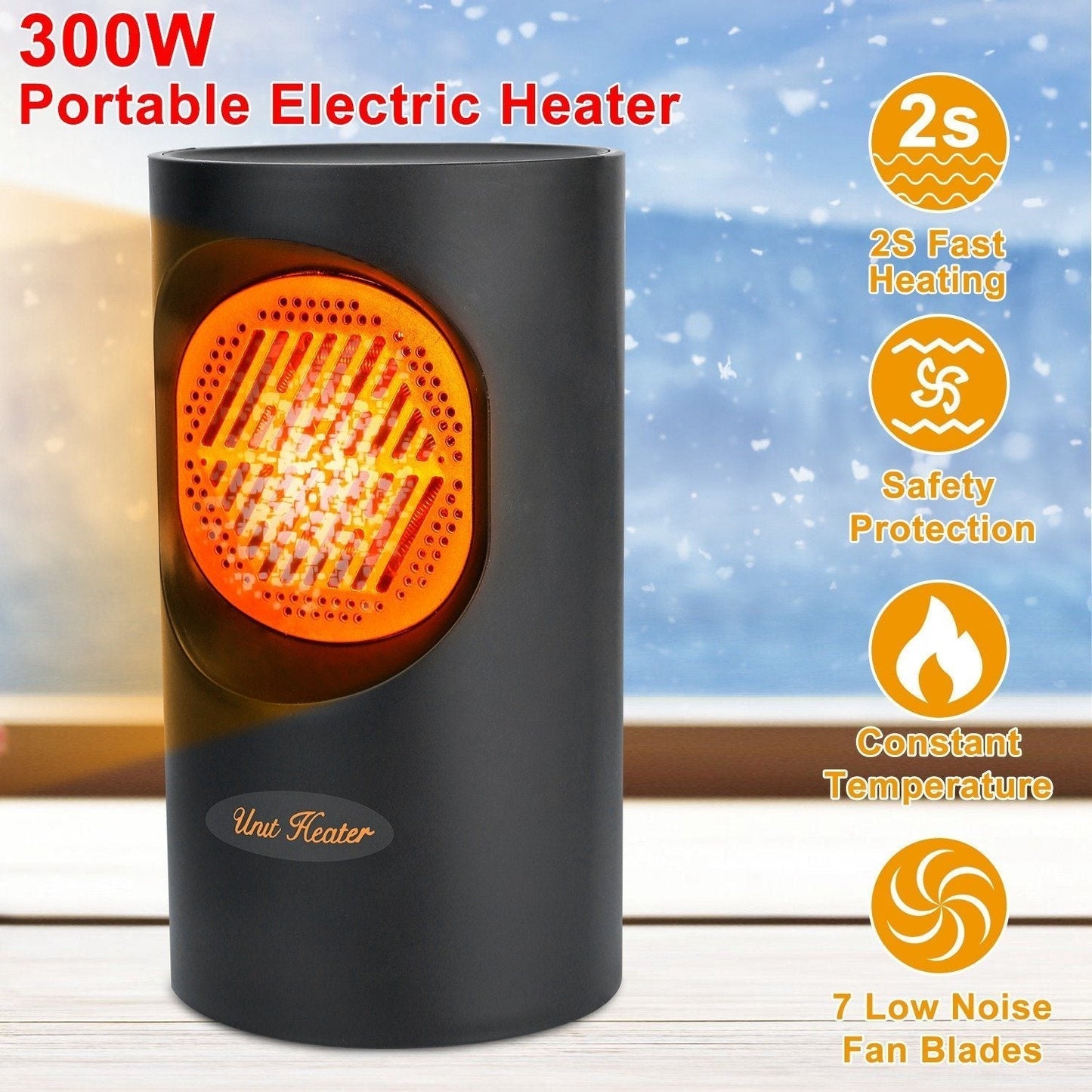 Norvo | 300W Bærbar Elektrisk Mini Varmer