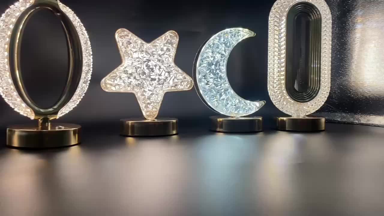 CrystalGlow lampe - dimbar bordlampe med berøringsskål