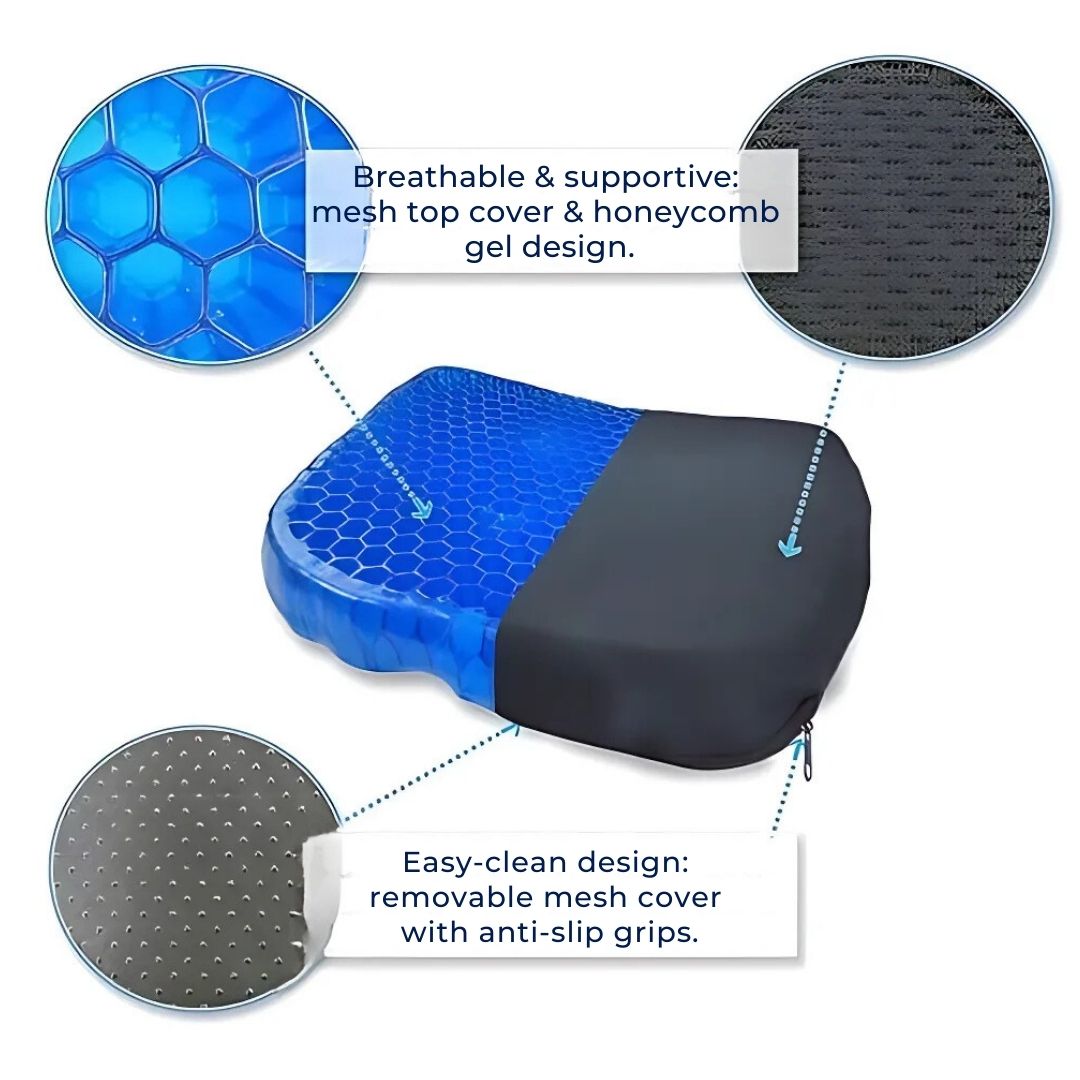 Norvo | Ortopedisk Gel Sittepute | Trykkavlastning, Halebeinsmerter & Lumbal Støtte for Kontorstol, Bil & Rullestolbruk