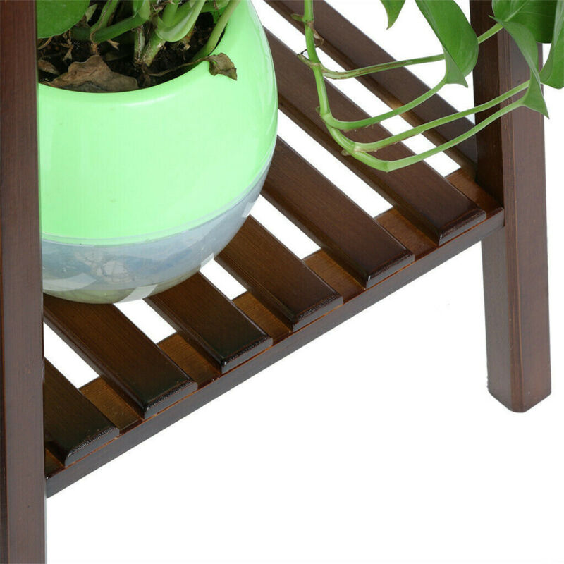 Norvo | 2 Tier Høy Plante Stativ Pottholder Lite Rom Bord Hage Blomsterpotte Brun