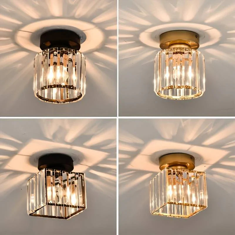 Norvo | Moderne Krystal Taklampe med Gull- og Svart Detaljer – Stilfull Belysning for Hjemmet Ditt