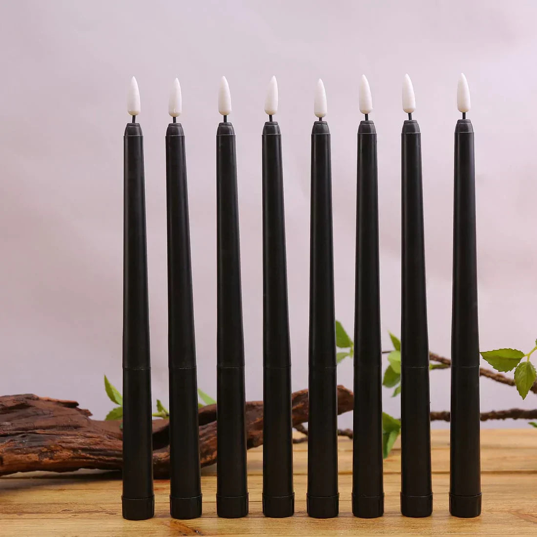 Norvo | 3 deler svarte LED lys med flimrende flamme
