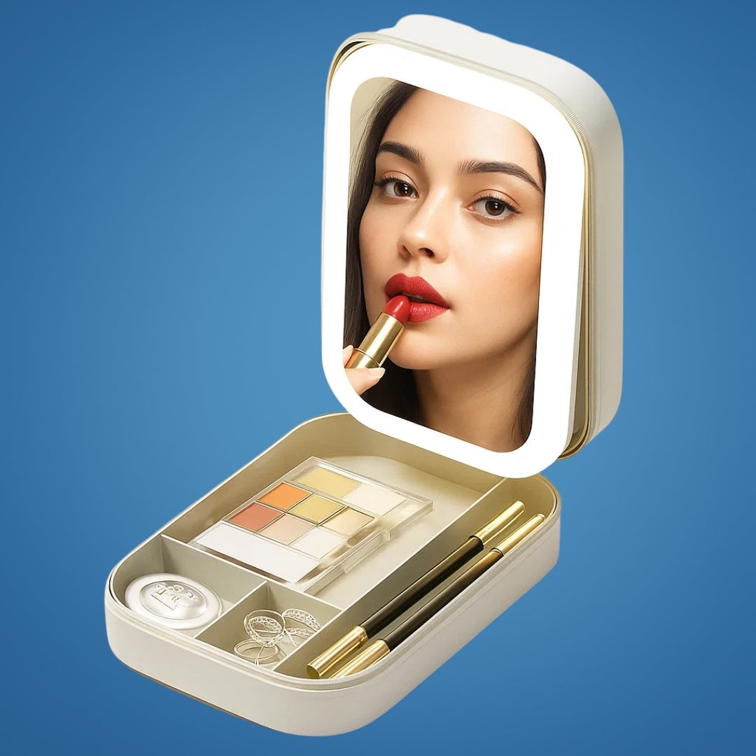 LED Lyskilde Speil – Justerbar Vinkel – Organisator for Skjønnhetselskere – Sterk Belysning for Utenfeil Utseende Norvo