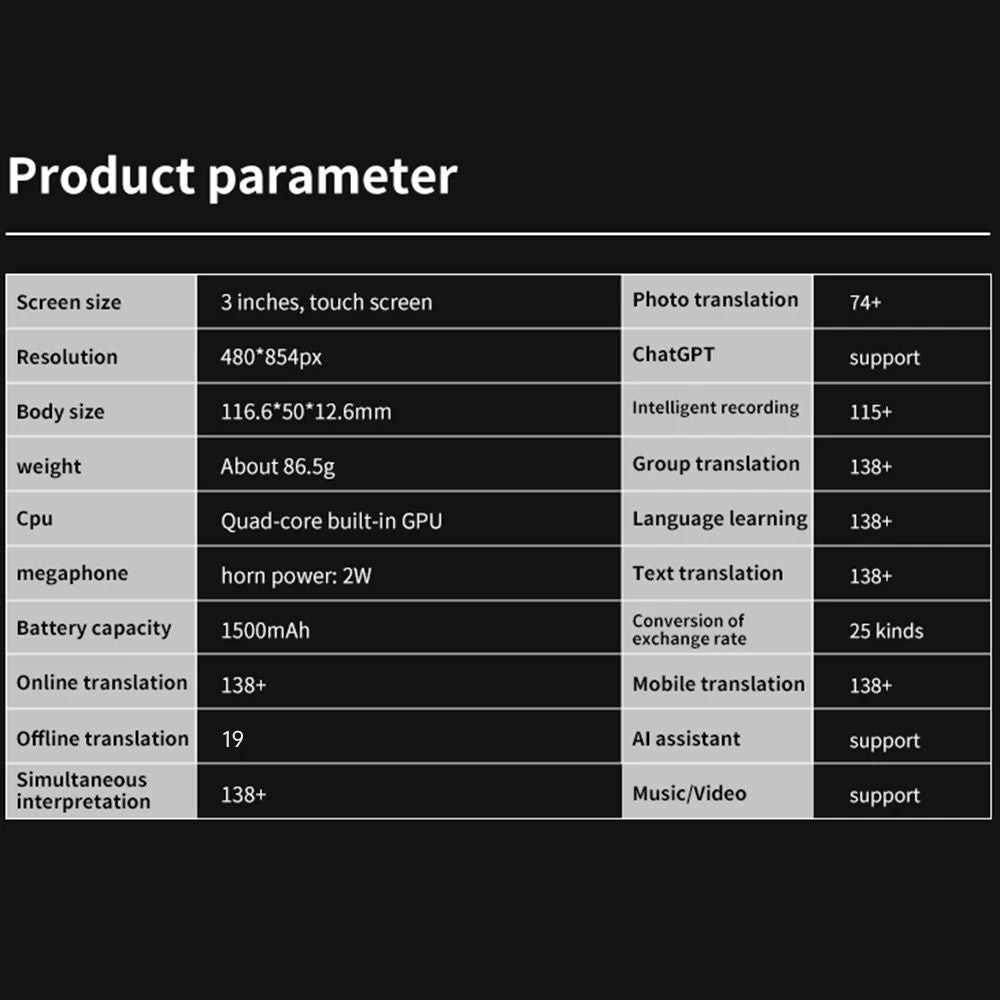 Norvo | S80 Pro Bærbar Språkoversetter – 138 Språk Stemmeoversettelse, 16 Offline Moduser & ChatGPT Integrasjon