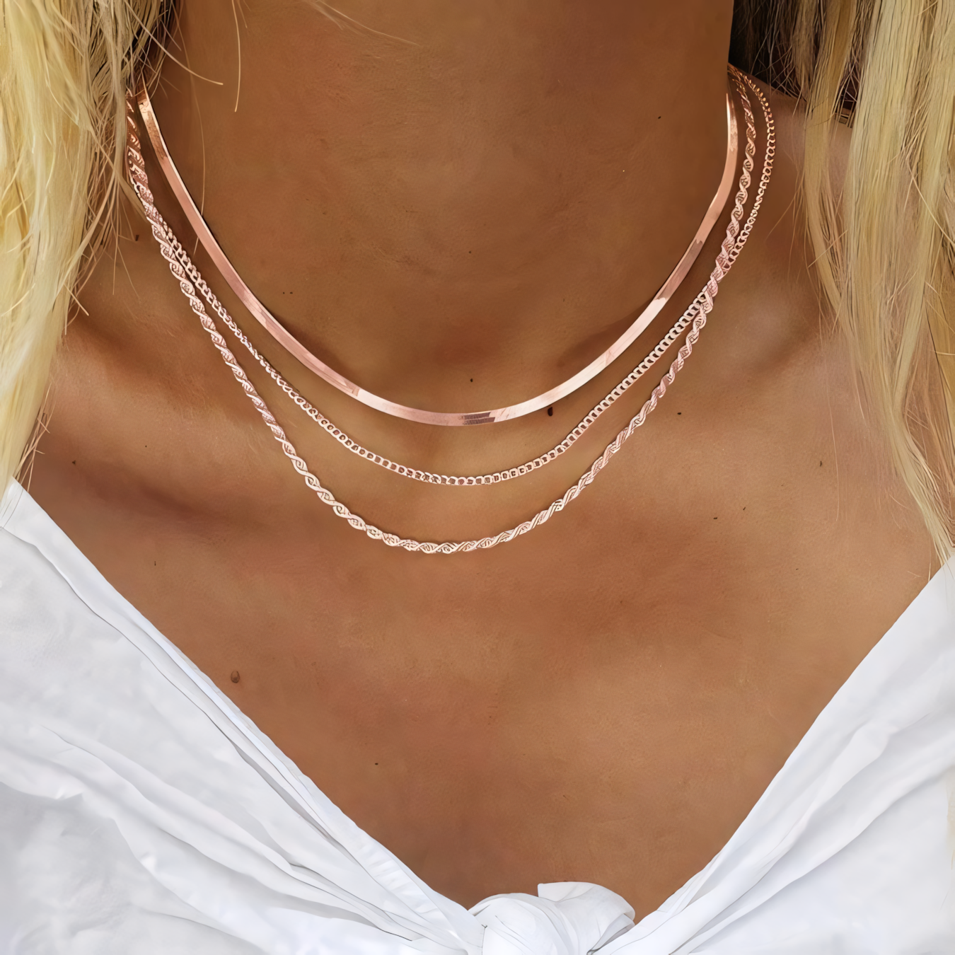 Norvo | 3pc Klassisk Halskjede Choker Stabel