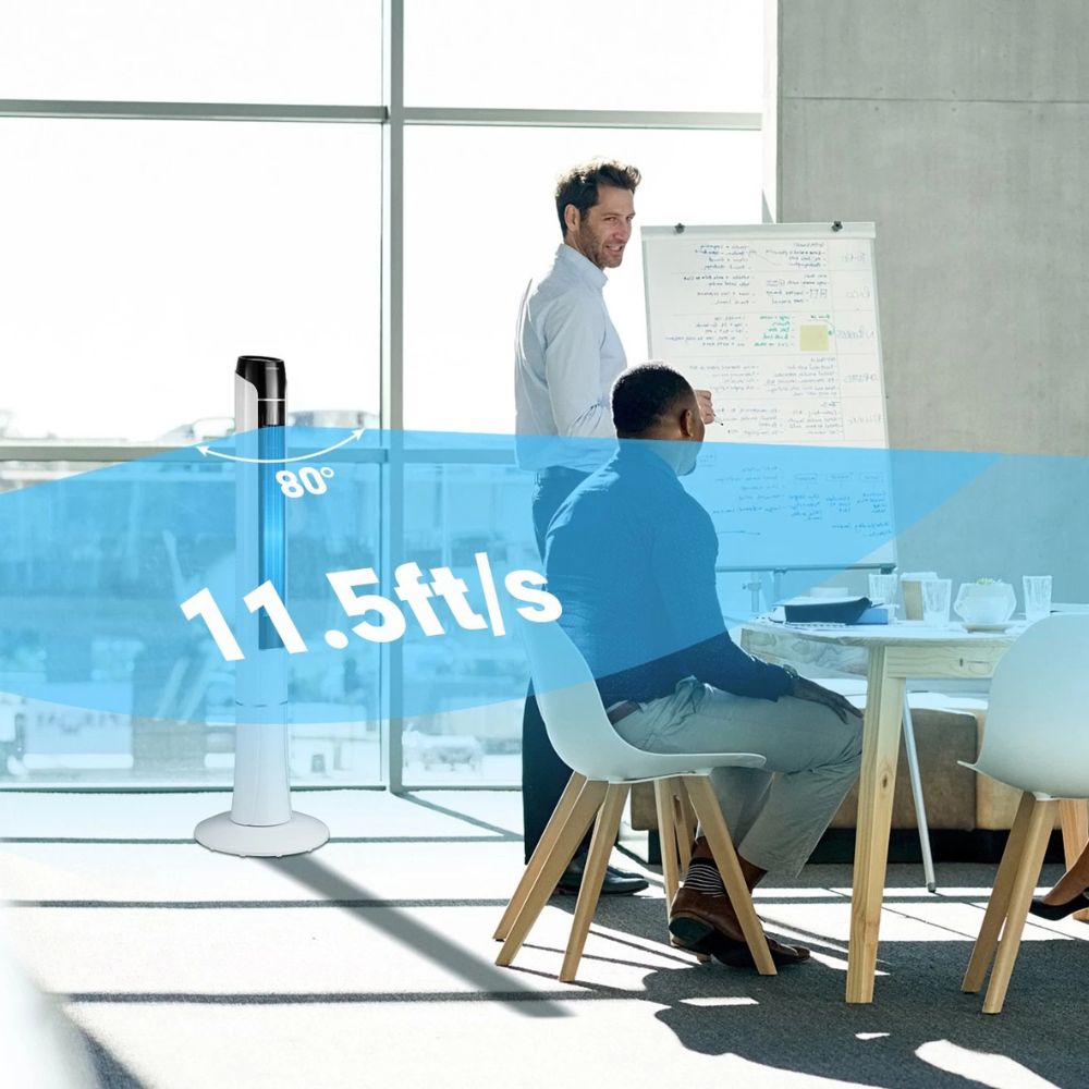 Norvo | Bladeless tårnvifte oscillerende gulvvifte med fjernkontroll, 3 hastigheter og 7,5-timers timer