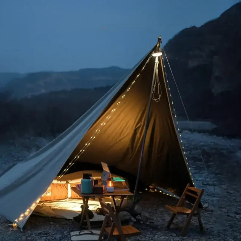 Norvo | 4 i 1 Camp Light – Bærbar campinglanterne, lyskilder med 8 lysmoduser, oppladbart power bank for utendørs eventyr
