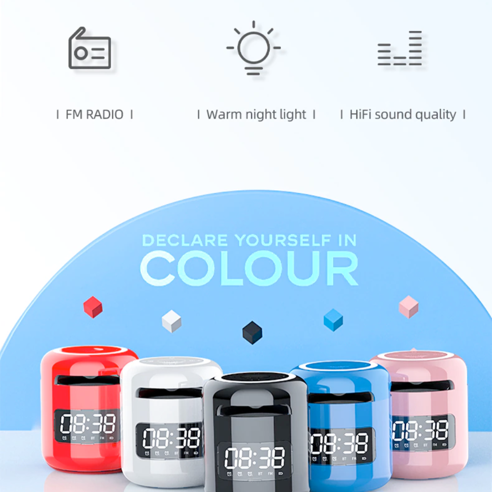 Norvo | Bluetooth Høyttaler med FM Radio Vekkerklokke