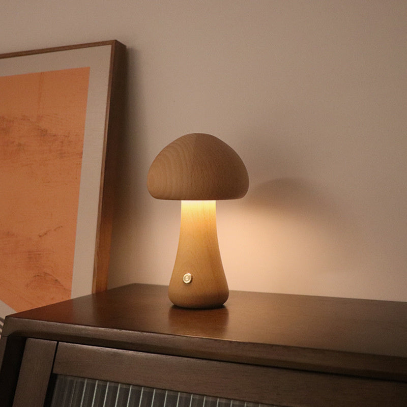 Norvo | Bordlampe i soppstil av tre i vintage-stil