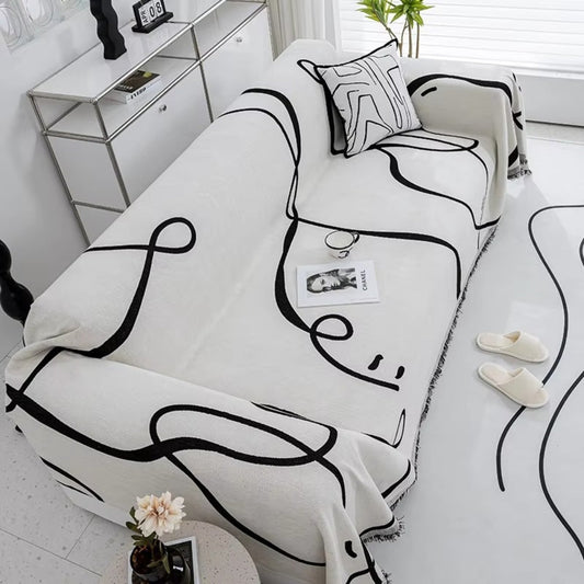 Norvo | Abstrakt Linje Reversible Chenille Sofa Cover