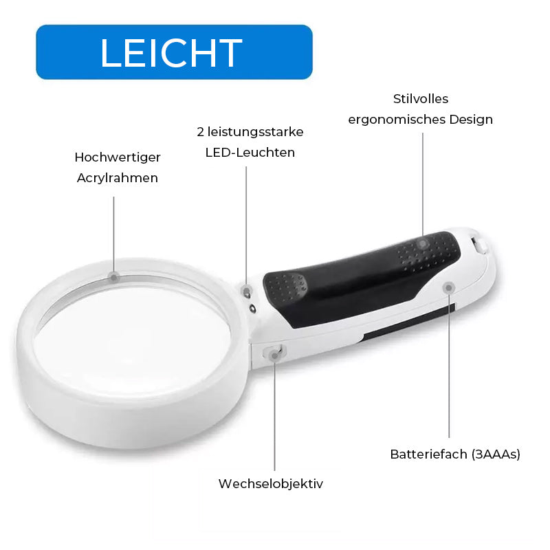 Norvo | 20X Optisk Lupe med LED-lys